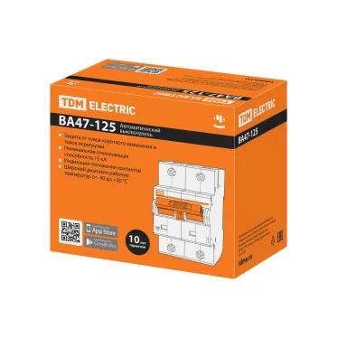 Выключатель автоматический ВА47-125 двухполюсной 125А 15кА характеристика D