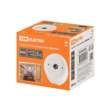 Розетка TV оконечная белая «Болонь» TDM