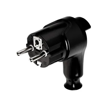 Вилка угловая c/з черная с кнопкой извлечения из сети 16А 250В TDM