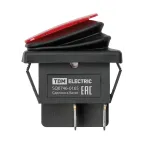 Выключатель клавишный KCD4-201N/HS 250В AC/DC, 2P, 15А, (4с), ON-OFF, черный корпус, красная клавиша с LED подсветкой, IP54 TDM