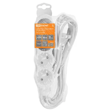 Удлинитель бытовой Люкс 4 гнезда 10 м б/з с з/ш ПВС 2х10 мм2 10 А 250 В 2400 Вт TDM