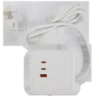 DOMINIC Удлинитель У08K 8 мест 2P+PE 1,5м 3х1,0мм2 16А/250В USB A+C 20Вт белый IEK