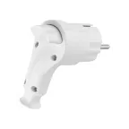 Вилка угловая c/з белая с кнопкой извлечения из сети 16А 250В TDM