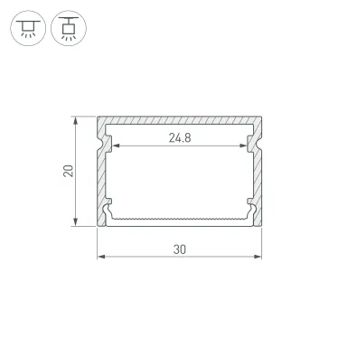 Профиль LINE-3020-3000 ANOD, алюминий