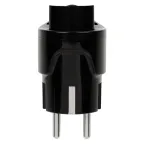 Вилка угловая c/з черная с кнопкой извлечения из сети 16А 250В TDM