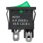 Выключатель клавишный KCD1-201N 250В AC/DC, 2P, 6А, (4с), ON-OFF, черный корпус, зеленая клавиша с LED подсветкой, Mini TDM
