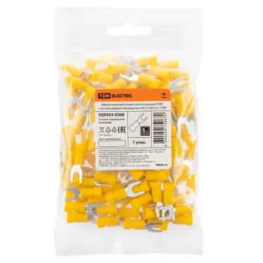 Наконечник вилочный изолированный НВИ с легким вводом проводника 6,0-5 (100 шт.) TDM