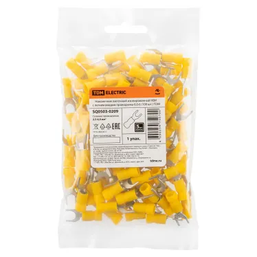 Наконечник вилочный изолированный НВИ с легким вводом проводника 6,0-6 (100 шт.) TDM