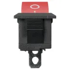 Выключатель клавишный KCD1-101 250В AC/DC, 1P, 6А, (2с), ON-OFF, черный корпус, красная клавиша, Mini, TDM