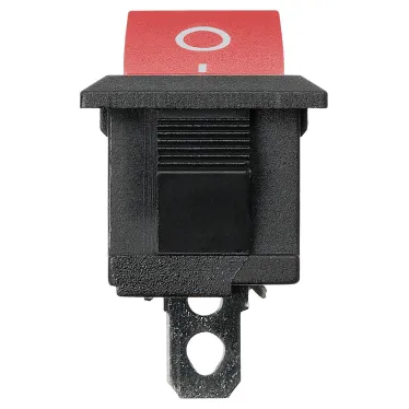 Выключатель клавишный KCD1-101 250В AC/DC, 1P, 6А, (2с), ON-OFF, черный корпус, красная клавиша, Mini, TDM