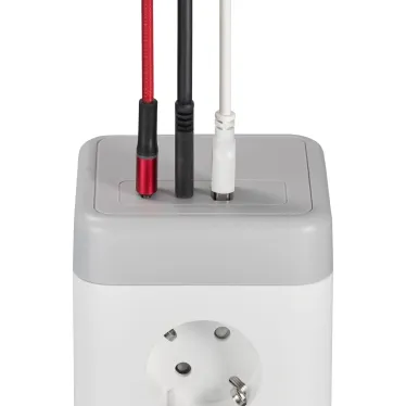 DOMINIC Удлинитель У08K 8 мест 2P+PE 1,5м 3х1,0мм2 16А/250В USB A+C 20Вт серый IEK