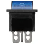 Выключатель клавишный KCD4-202N 250В AC/DC, 2P, 15А, (6с), ON-ON, черный корпус, синяя клавиша с LED подсветкой TDM