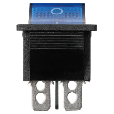 Выключатель клавишный KCD4-202N 250В AC/DC, 2P, 15А, (6с), ON-ON, черный корпус, синяя клавиша с LED подсветкой TDM