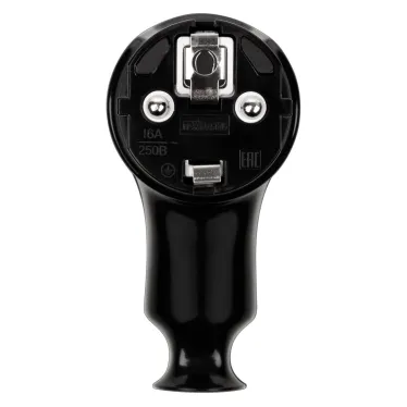 Вилка угловая c/з черная с кнопкой извлечения из сети 16А 250В TDM