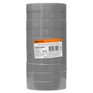 Изолента ПВХ 0,13х15 мм Серая 20 м TDM