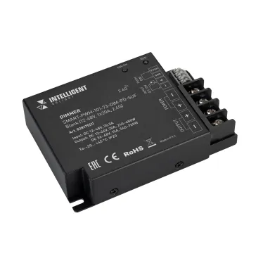 Диммер INTELLIGENT ARLIGHT SMART-PWM-101-73-DIM-PD-SUF Black 12-48V, 1x20A, 2.4G, IP20, металл, 5 лет