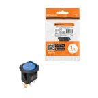 Выключатель клавишный круглый KCD2-101N 12В AC/DC, 1P, 20А, (3с), ON-OFF, черный корпус, синяя клавиша с LED подсветкой TDM