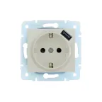 ASTI Розетка с заземлением (16 А) + USB ,механизм, крем Lezard 7081-0388-181