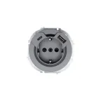 OSEN Розетка с заземлением (16 А) + TC + USB, механизм, серый матовый Lezard 743-7488-181TC