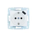 ASTI Розетка с заземлением (16 А) + USB ,механизм, белая Lezard 7081-0288-181