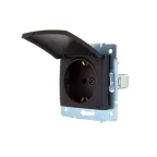 ASTI Розетка с заземлением с крышкой, 16 А, механизм, чёрный бархат Lezard 7081-4288-123B