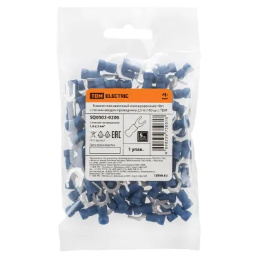 Наконечник вилочный изолированный НВИ с легким вводом проводника 2,5-6 (100 шт.) TDM