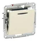 Выключатель одноклавишный, с подсветкой, в рамку, бежевый