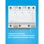 Переключатель фаз автоматический, на DIN-рейку, 63А, белая индикация