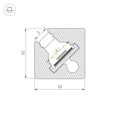 Профиль с экраном SL-KANT-H10-SQUARE-2000 IRON GREY Алюминий+пластик