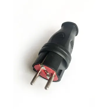 Вилка прямая 16A каучук IP44 черный