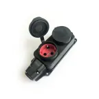 Колодка штепсельная 16А каучук IP44 2 гнезда черный