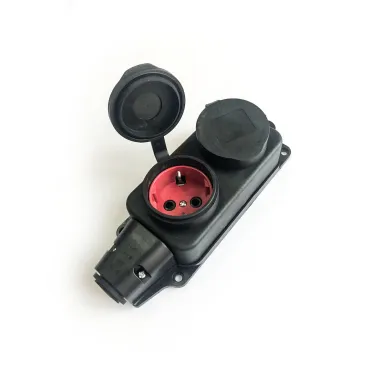 Колодка штепсельная 16А каучук IP44 2 гнезда черный