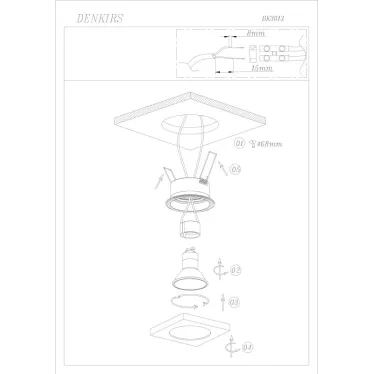 Светильник встраиваемый влагозащ. IP44 50 Вт GU10 серый алюм. DENKIRS DK3013-AL
