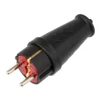 Вилка влагозащищенная прямая COMPACT, с/з, 16А, IP44 каучук, черная | 111-200 | REXANT