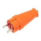 Вилка влагозащищенная прямая COMPACT, с/з, 16А, IP44, каучук, оранжевая | 111-202 | REXANT