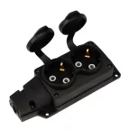 Розетка (колодка) влагозащищенная с крышкой 2 гнезда COMPACT, с/з, 16А, IP54, каучук, черная | 111-222 | REXANT
