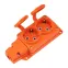 Розетка (колодка) влагозащищенная с крышкой 2 гнезда COMPACT, с/з, 16А, IP54, каучук, оранжевая | 111-226 | REXANT