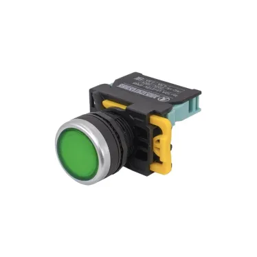 ВК22-EW3361-65У1, зелёный, 1НО, цилиндр, c подсветкой 220В, d22мм, IP65, выключатель кнопочный  (ЭТ) |  ET559661  | Электротехник