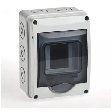 Щиток распределительный навесной на 3 модуля с дверцей серый IP66 (ЩРн-П-3)