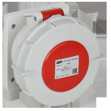 Розетка встраиваемая прямаяССИ-6242 32А-6ч 380В 3P+PE IP67 IEK