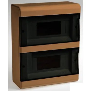 Щиток распределительный навесной на 18 модулей с двумя дверцами коричневый IP40 (ЩРн-П-18)