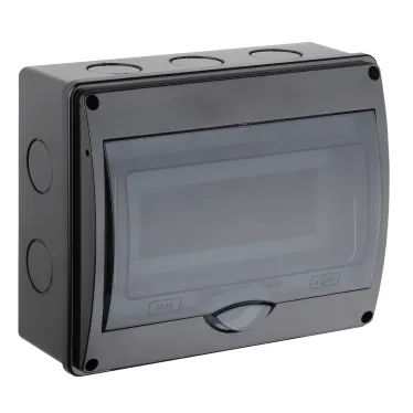 Щиток распределительный навесной на 10 модулей с дверцей черный IP66 (ЩРн-П-10)