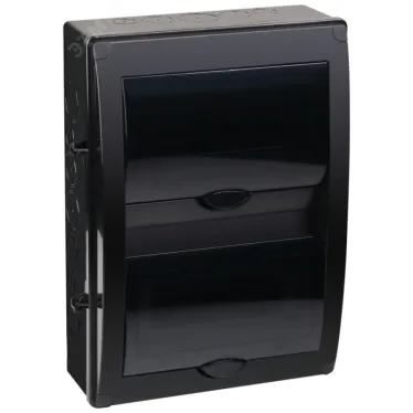 Щиток распределительный навесной на 20 модулей с двумя дверцами черный IP66 (ЩРн-П-20)