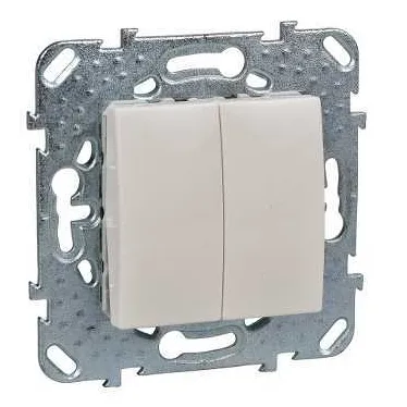 UNICA Выключатель двухклавишный в рамку бежевый