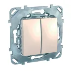 UNICA Выключатель двухклавишный в рамку бежевый