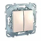 UNICA Выключатель двухклавишный в рамку бежевый