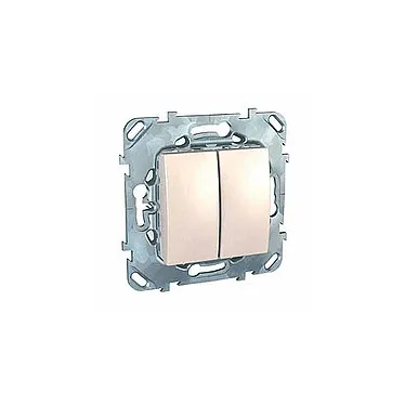 UNICA Выключатель двухклавишный в рамку бежевый