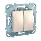 UNICA Выключатель двухклавишный в рамку бежевый