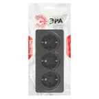 Розетка Эксперт 11-2208-05 тройная с заземлением 3х2P+E Schuko, IP20, 16A-250В, ОУ, антрацит