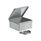 Коробка распаячная 100х100х50, без вводов, для открытой проводки, откидная крышка, серый